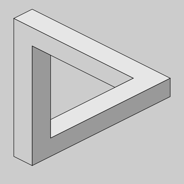 Look closely at the sides of this impossible triangle and you might notice that something is not quite right.